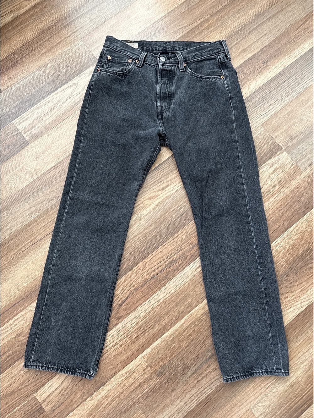 Levi's 501 Original Fit Jeans Men's 30x29 Black Button Fly Straight Leg Denim